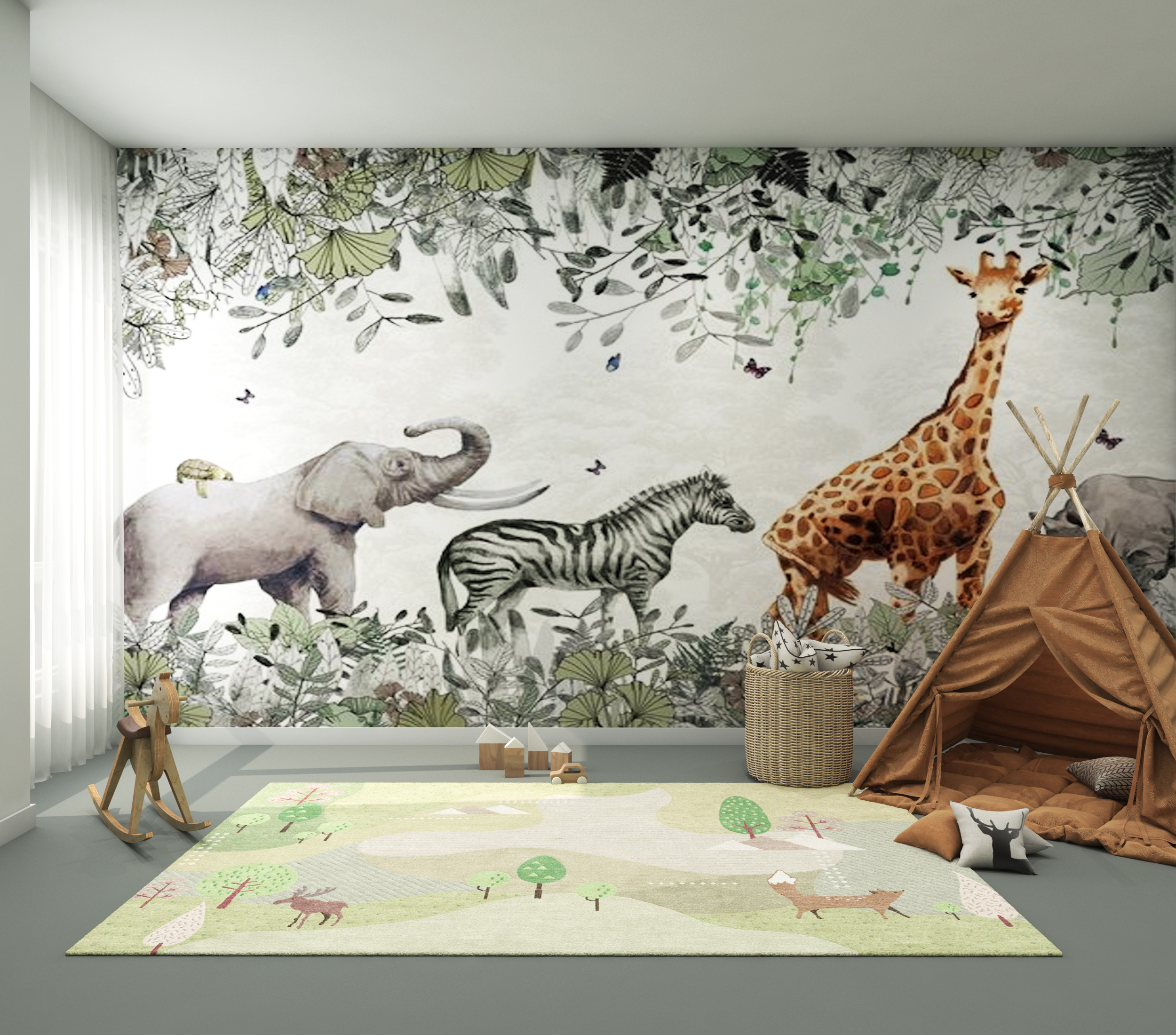 animal printed rugs for boys and girls kids room