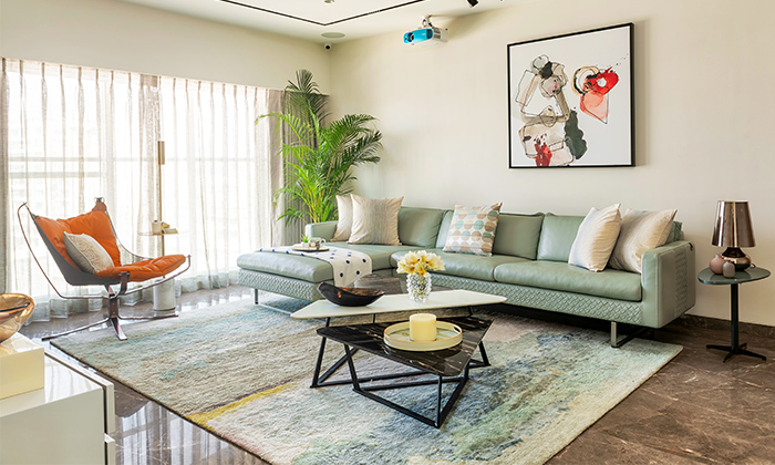 soft-coloured Genesis rug adds freshness to this living room.