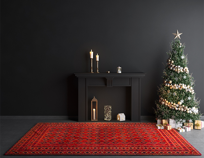 carpets or rugs near fireplace in living room