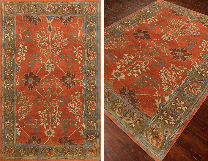Tac-966 Orange Rust/Gold Brown Hand Tufted Rug
