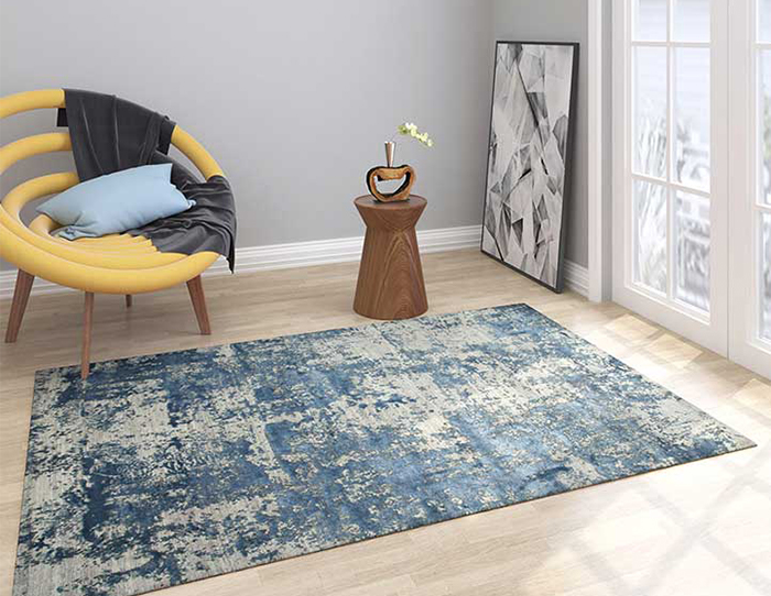 hand knotted blue color rugs