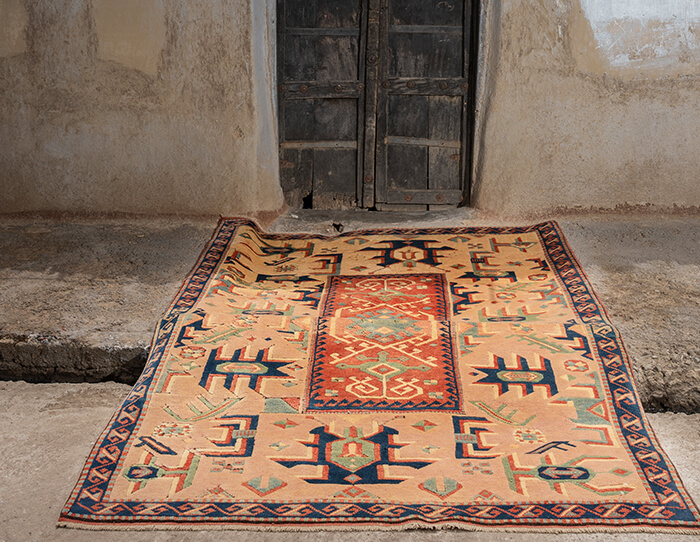 Medium Rose Aegean Blue Hand Knotted Rug