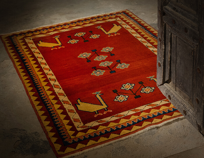 Red Pumpkin Hand Knotted Rug Online