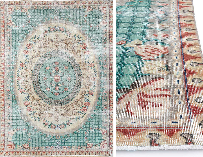 Cloud White Deep Teal Hand Knotted Rug