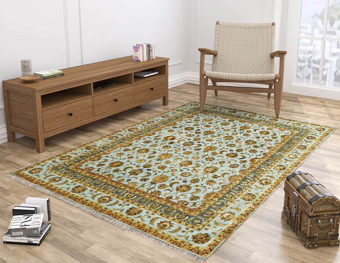 Light Turquoise Light Turquoise Hand Knotted Rug